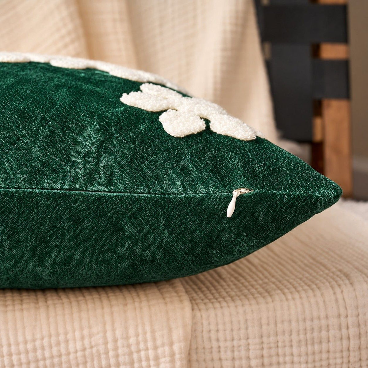 Christmas Tufted Snowflake Throw Pillow Cover 18 x 18 Inch Holiday Decor