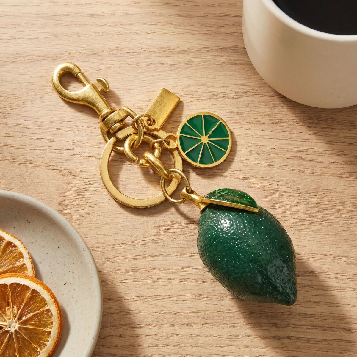 Lime Fruit Bag Charm Keychain with Lobster Clasp