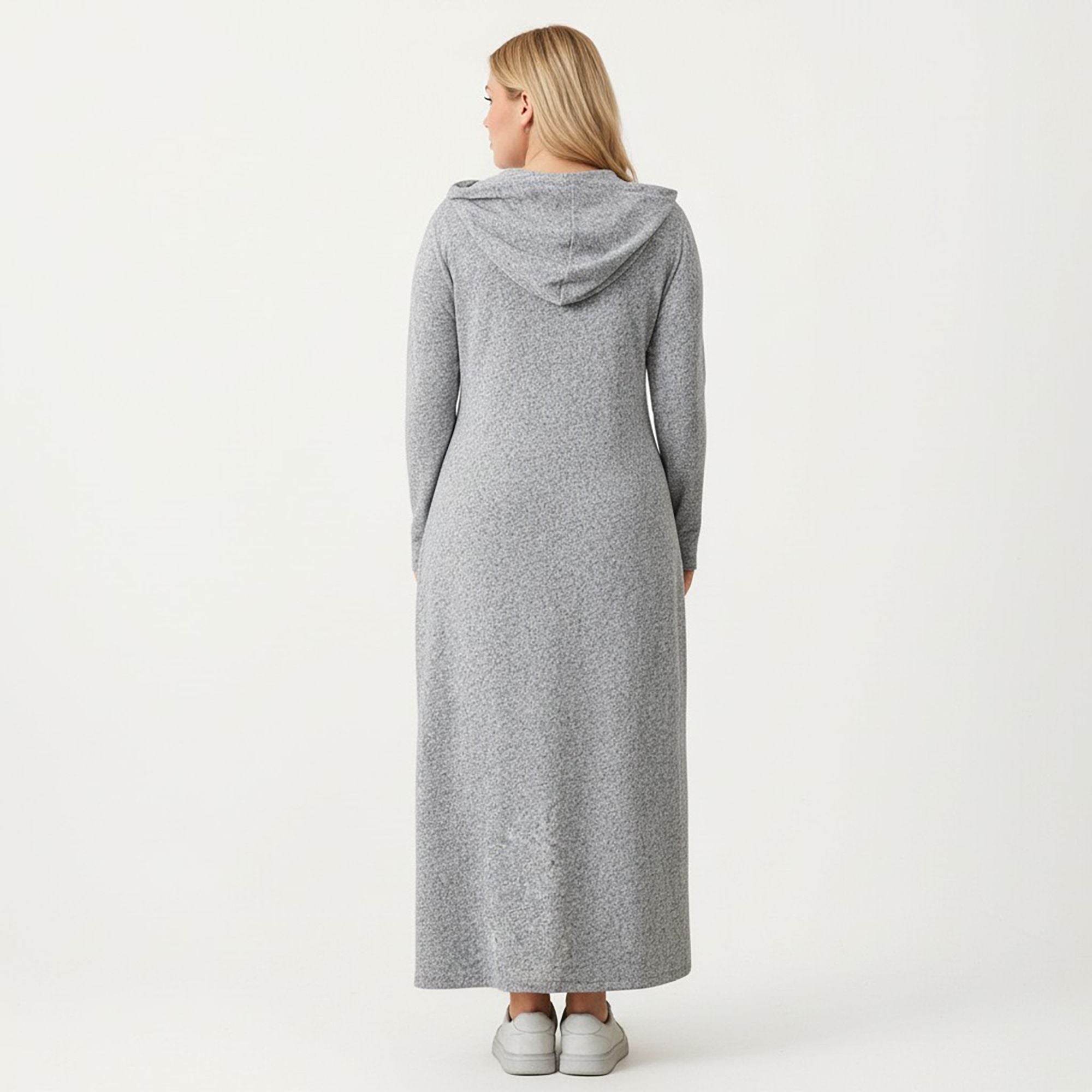 Anna-Kaci Women's Plus Size Long Sleeve Hooded Maxi Dress with Relaxed Fit Silhouette and Soft Flowy Hem