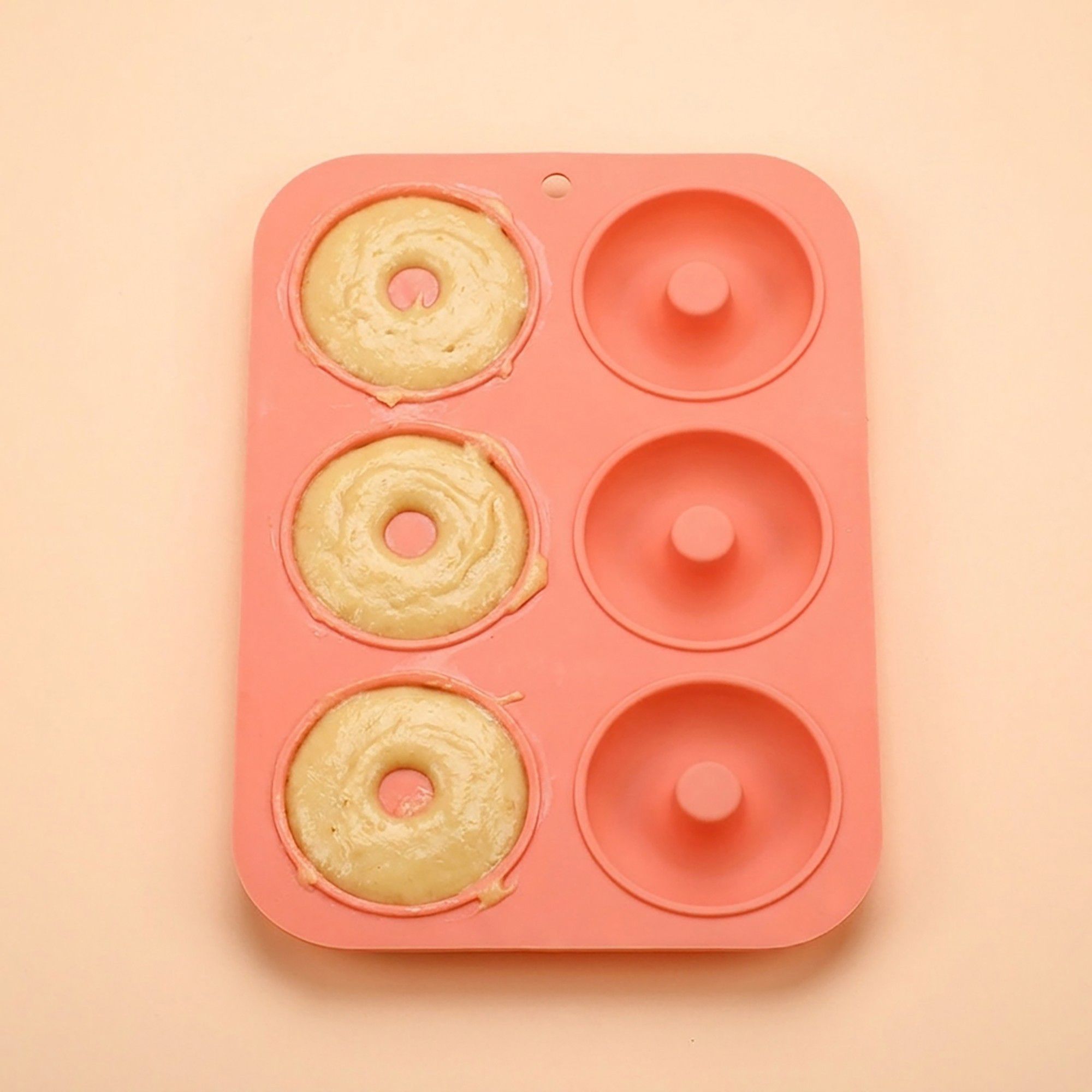 2-Piece Silicone Donut Baking Mold with 6 Round Ring Cavities