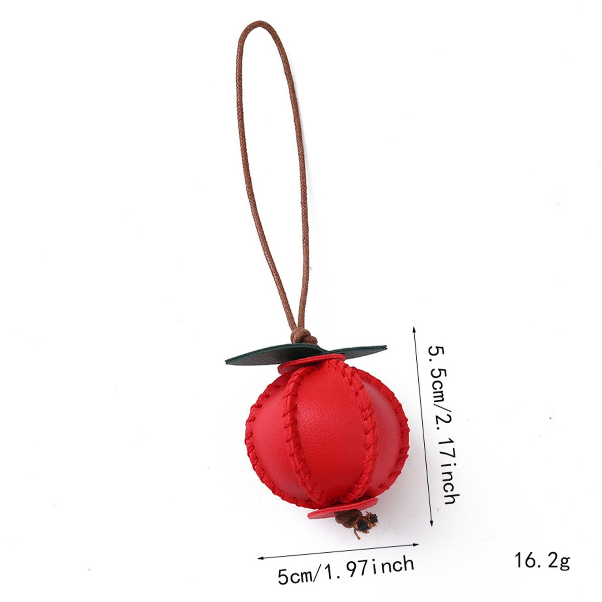 2-Piece Womens Faux Leather Bag Charm with Cord Loop Leaf Accent and Textured Stitch Detail