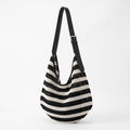 Striped Knit Hobo Shoulder Bag with Adjustable Strap