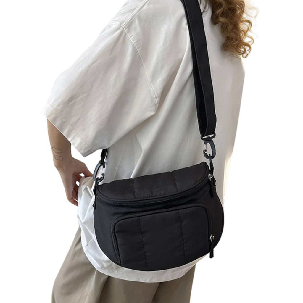 Crossbody Shoulder Bag with Multiple Zip Pockets and Adjustable Strap