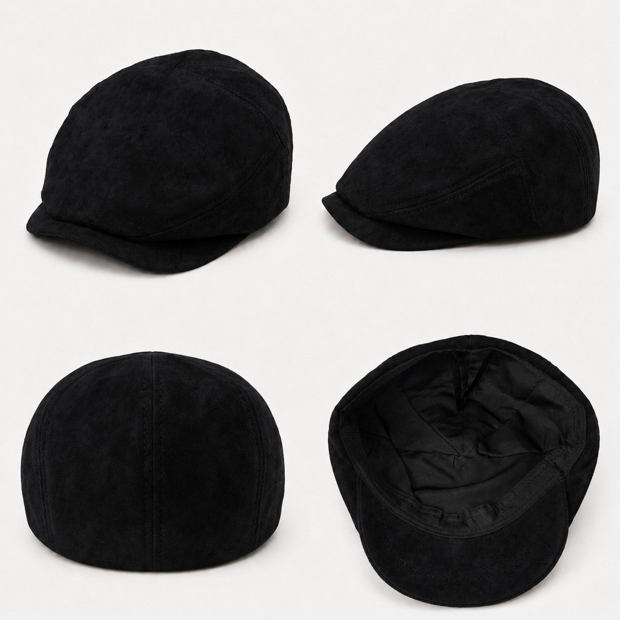 Faux Suede Newsboy Cap Short Brim Vintage Baker Boy Hat