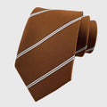 Anna-Kaci Men's Polyester Filament Tie with White Diagonal Stripes - Formal/Casual Necktie for Business, Weddings & Daily Wear