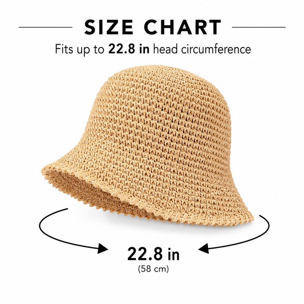 Summer Bucket Hat - Lightweight Straw Sun Hat for Vacation and Beach