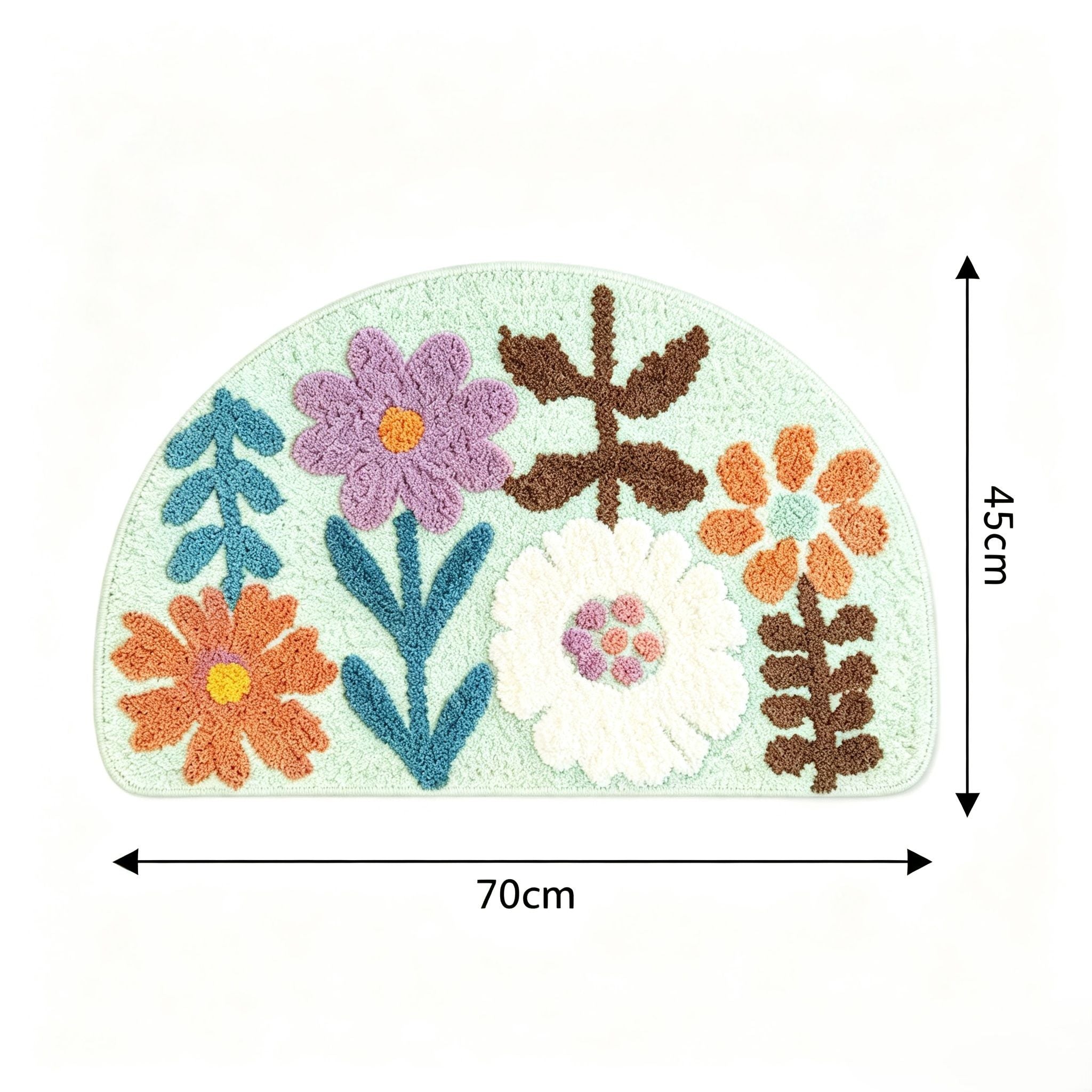 Mixed?Flower Semicircular Bathroom Floor Mat Soft Water?Absorbent Rug with Anti?Slip Base