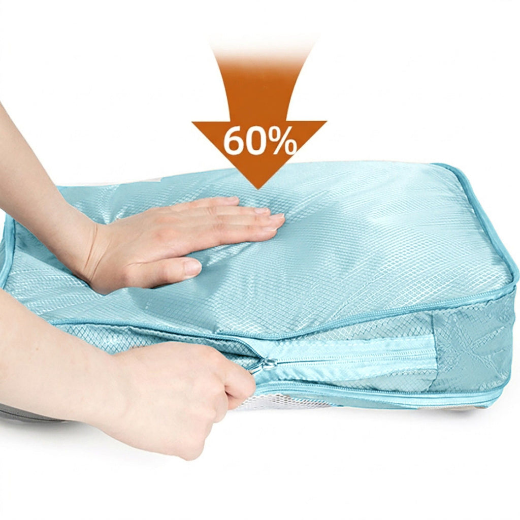 Travel Packing Cube Set with Mesh Panel Zipper Storage Bags Lightweight Organizer Luggage Set Multi Size