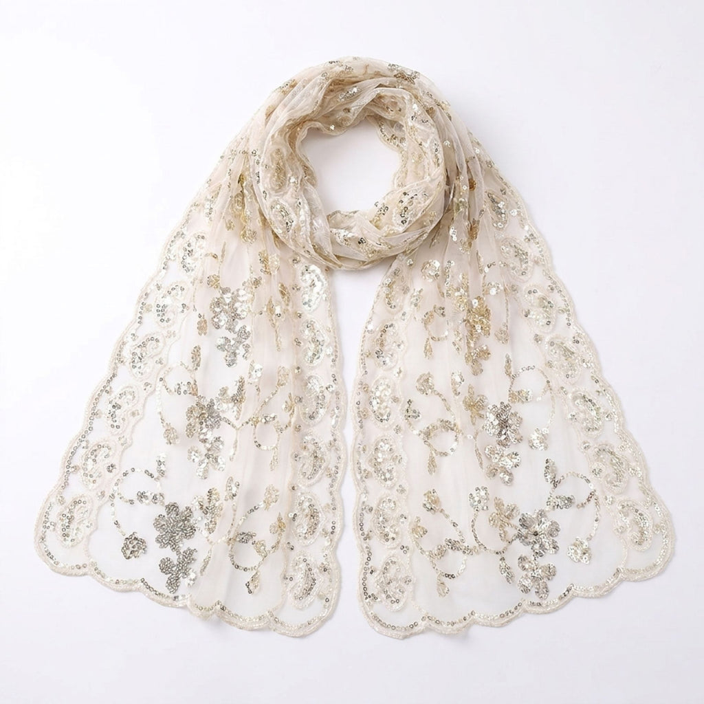 Sequin Shawl Wrap Sheer Mesh Evening Cover Up 75*23.5 Inches