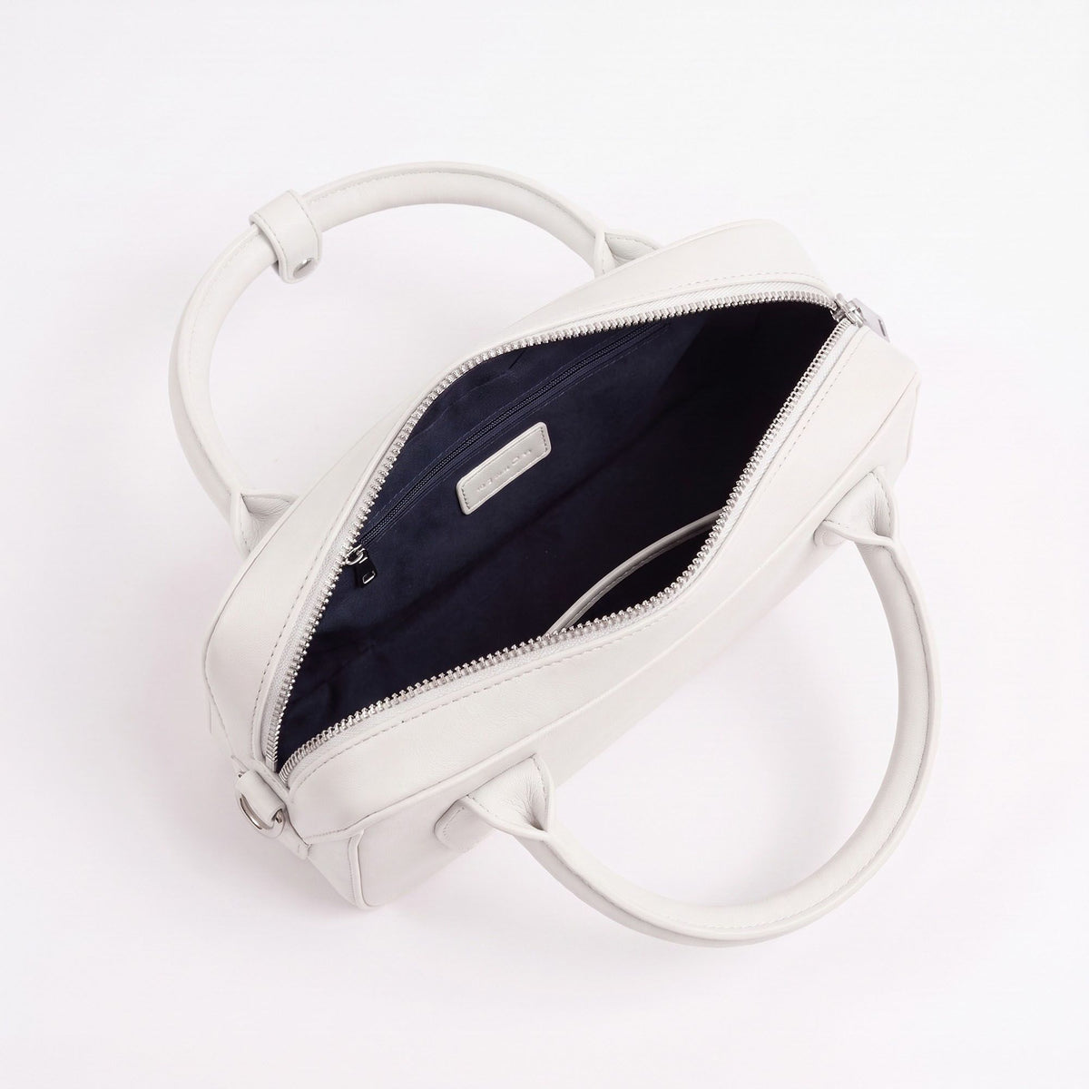 Structured Top Handle Handbag with Zipper Closure and Shoulder Strap