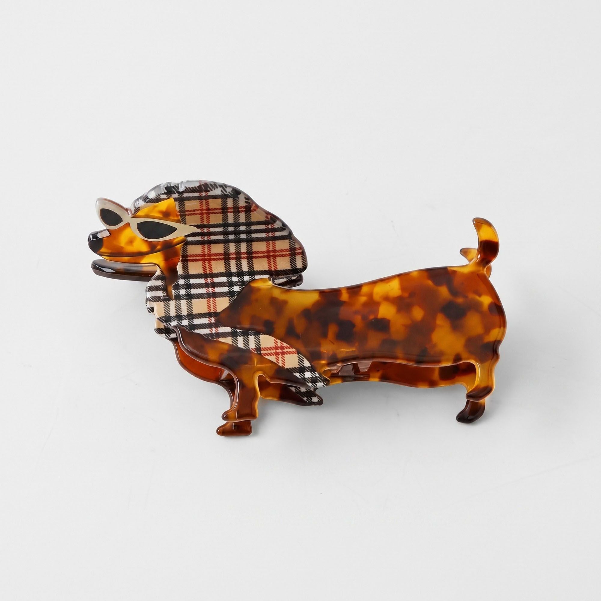 3pc Dachshund Dog Hair Claw Clip Set Tortoiseshell Pattern Hair Accessories