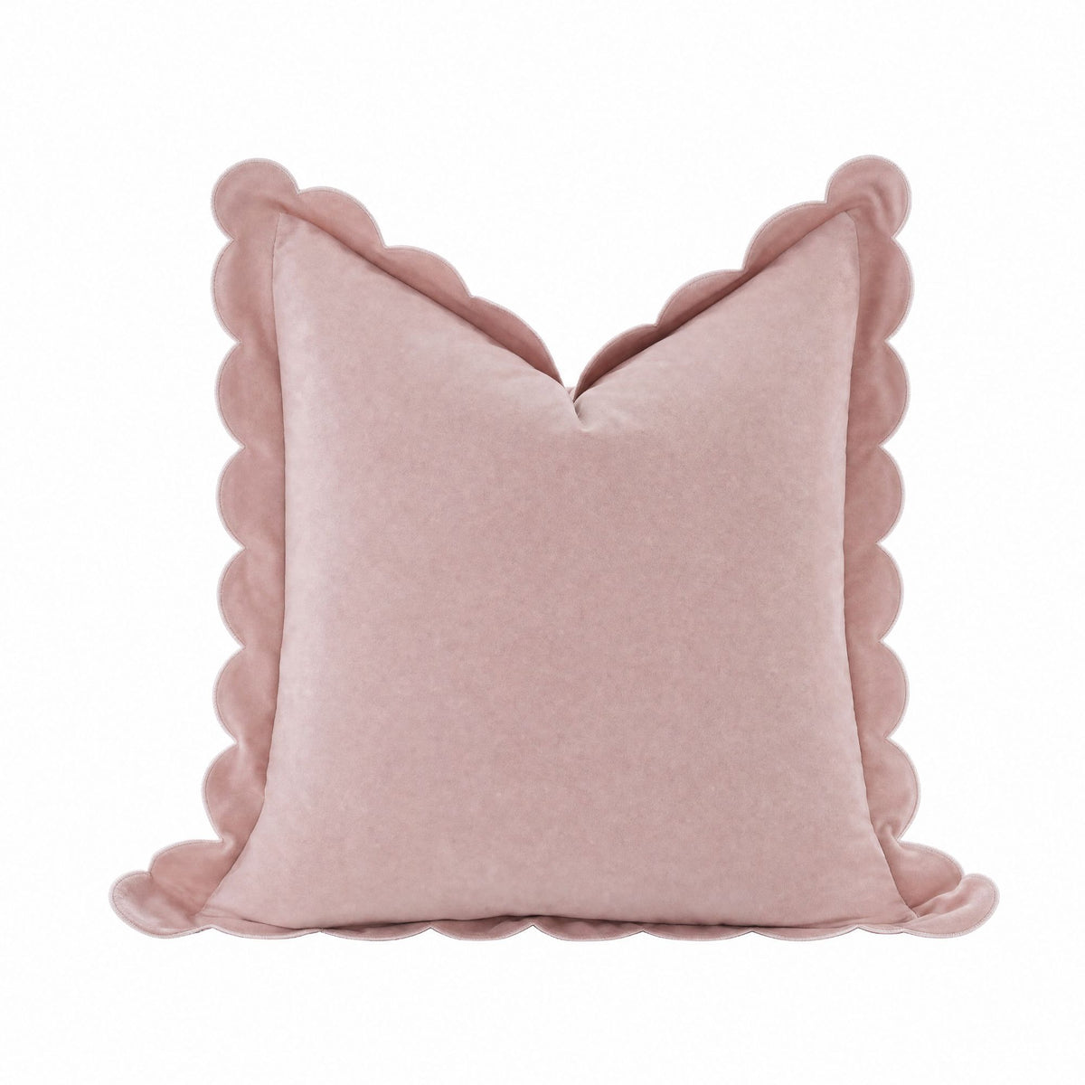 Velvet Scalloped Edge Square Decorative Throw Pillow Cover