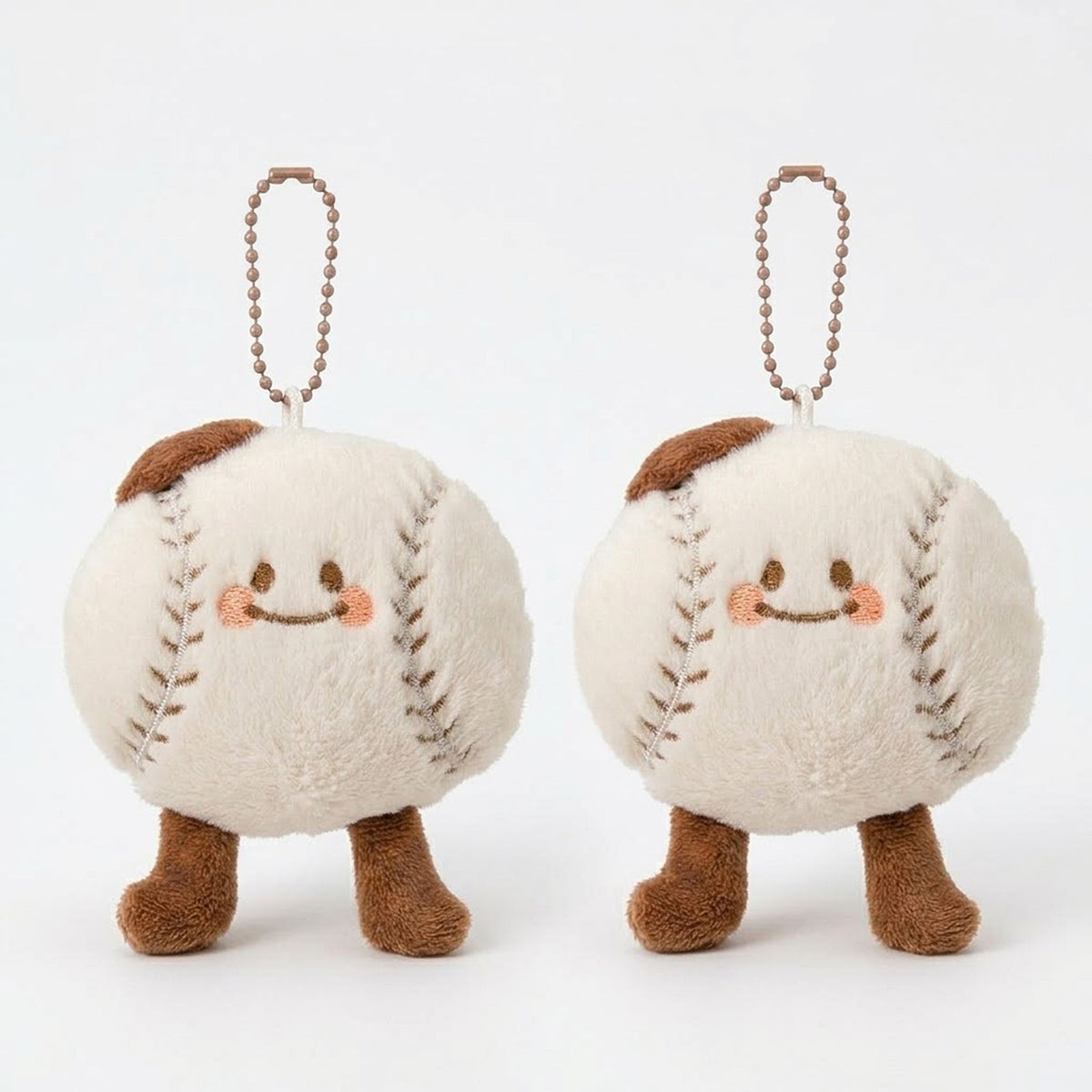 2 Pack Plush Sports Ball Key Chains with Smiley Face Bag Charms