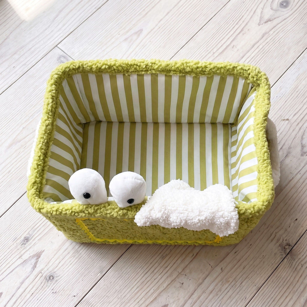 Kids Plush Storage Basket with Handles and Front Pocket