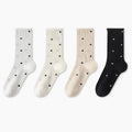 Anna-Kaci 4-Pair Lightweight Mesh Polka Dot Crew Socks with High-Stretch Cuffs