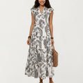 Anna-Kaci Women's Paisley Print Flutter Sleeve Tiered Maxi Dress