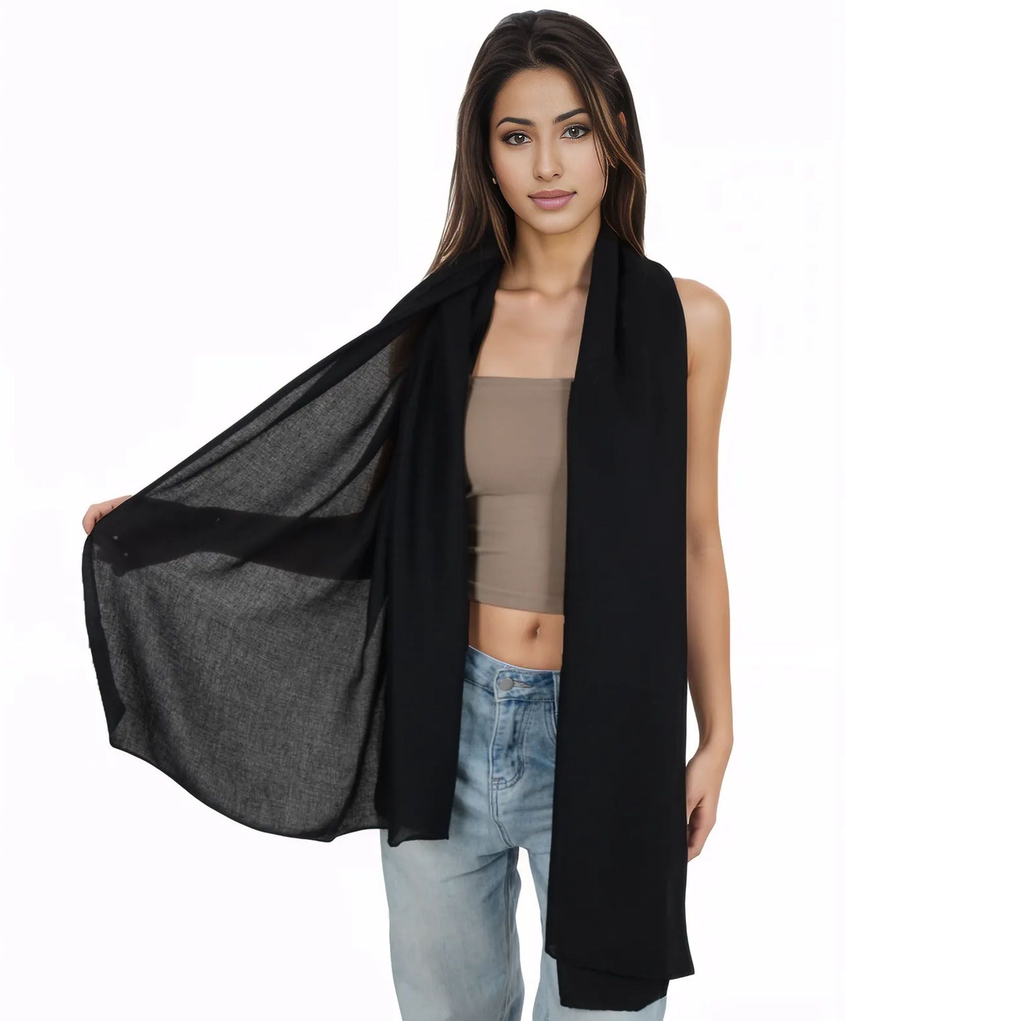 Anna-Kaci Womens Lightweight Chiffon Long Fashion Scarves Solid Color Fall Wrap Shawls