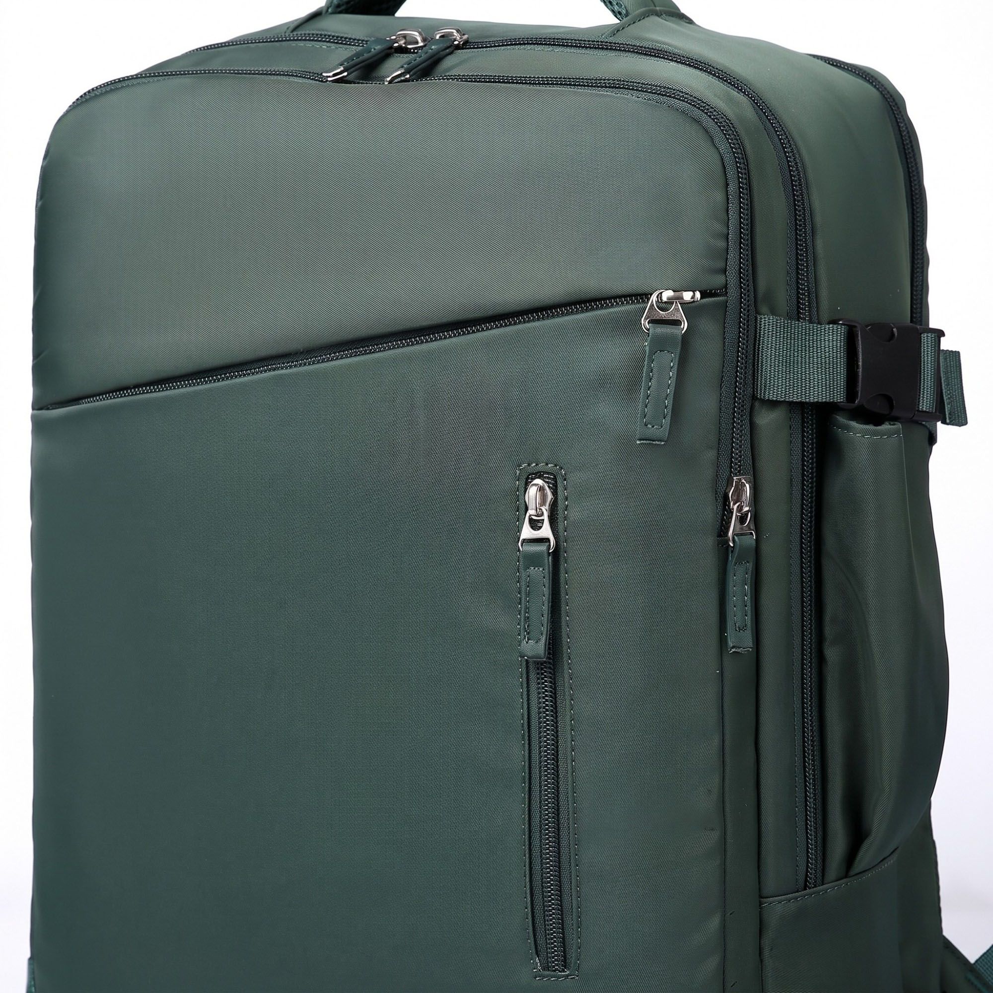 Multi-Compartment Travel Backpack with Padded Straps, Side Pockets and Compression Buckles