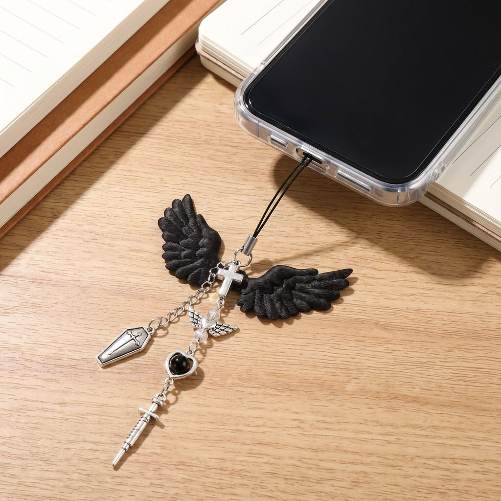 2-Piece Womens Bag Charm with Hanging Strap and Decorative Accents