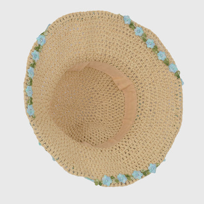Anna-Kaci Women's Flower Embellishments Sun Hats Charming Crocheted Straw