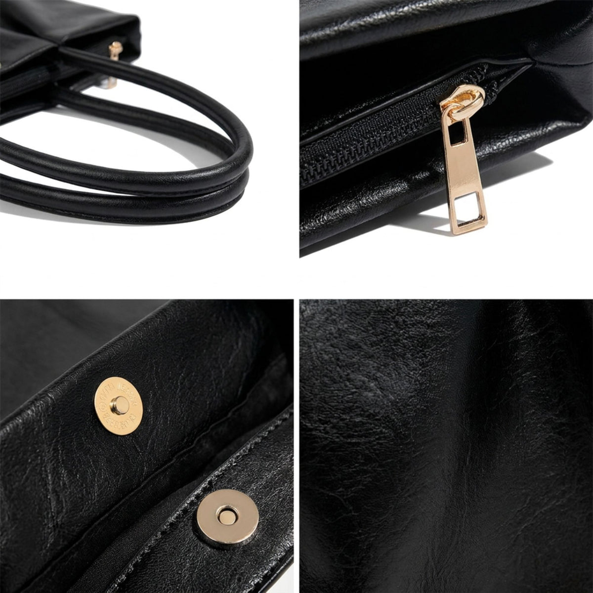 Large Capacity Pleated Faux Leather Shoulder Tote Bag for Work