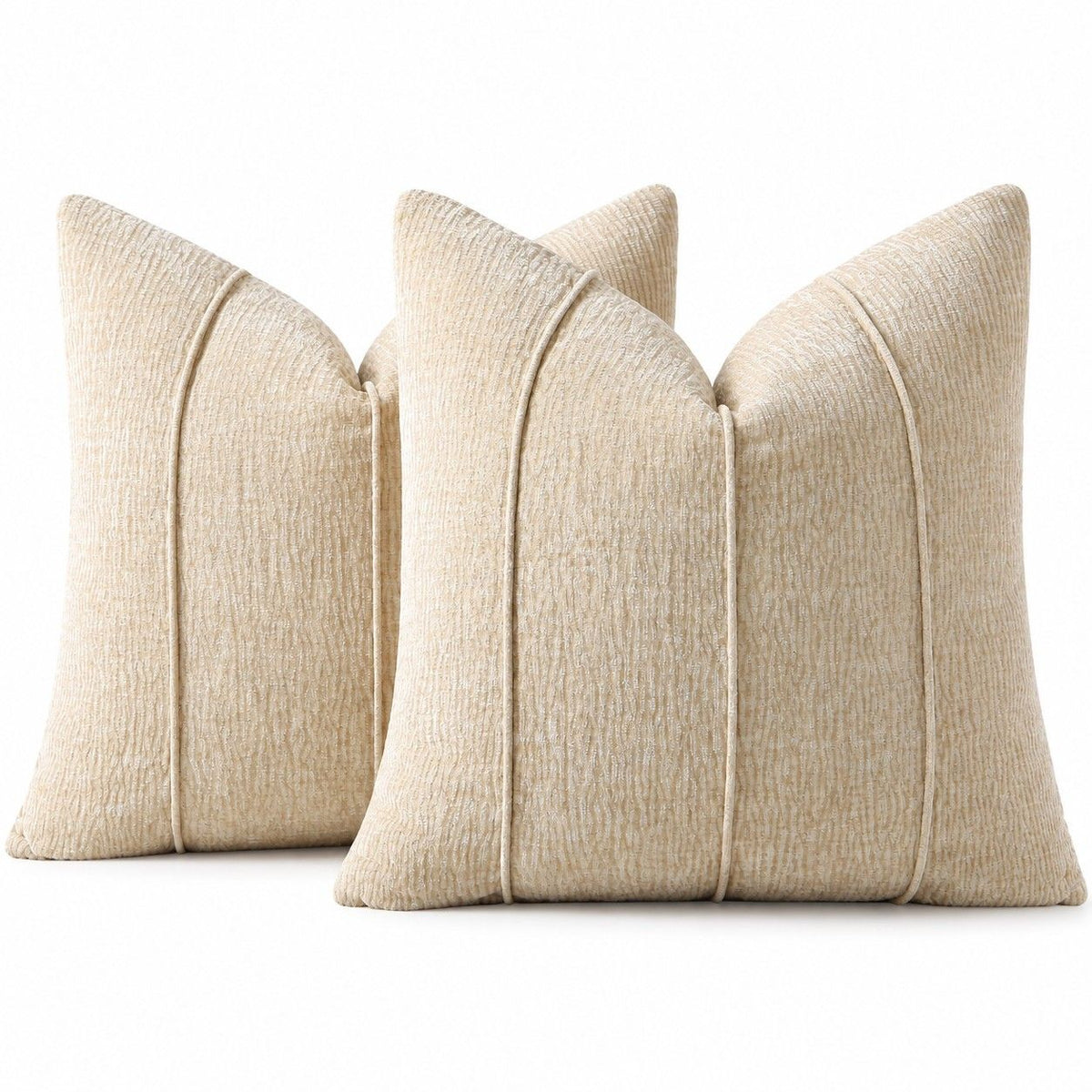 2 Pack Solid Textured Throw Pillow Covers 18 x 18 Inch with Hidden Zipper