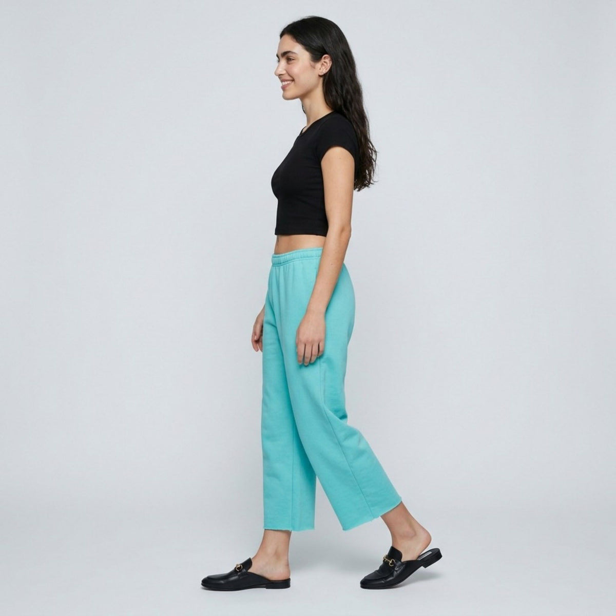 Drawstring Waistband Cropped Wide-Leg Trousers
