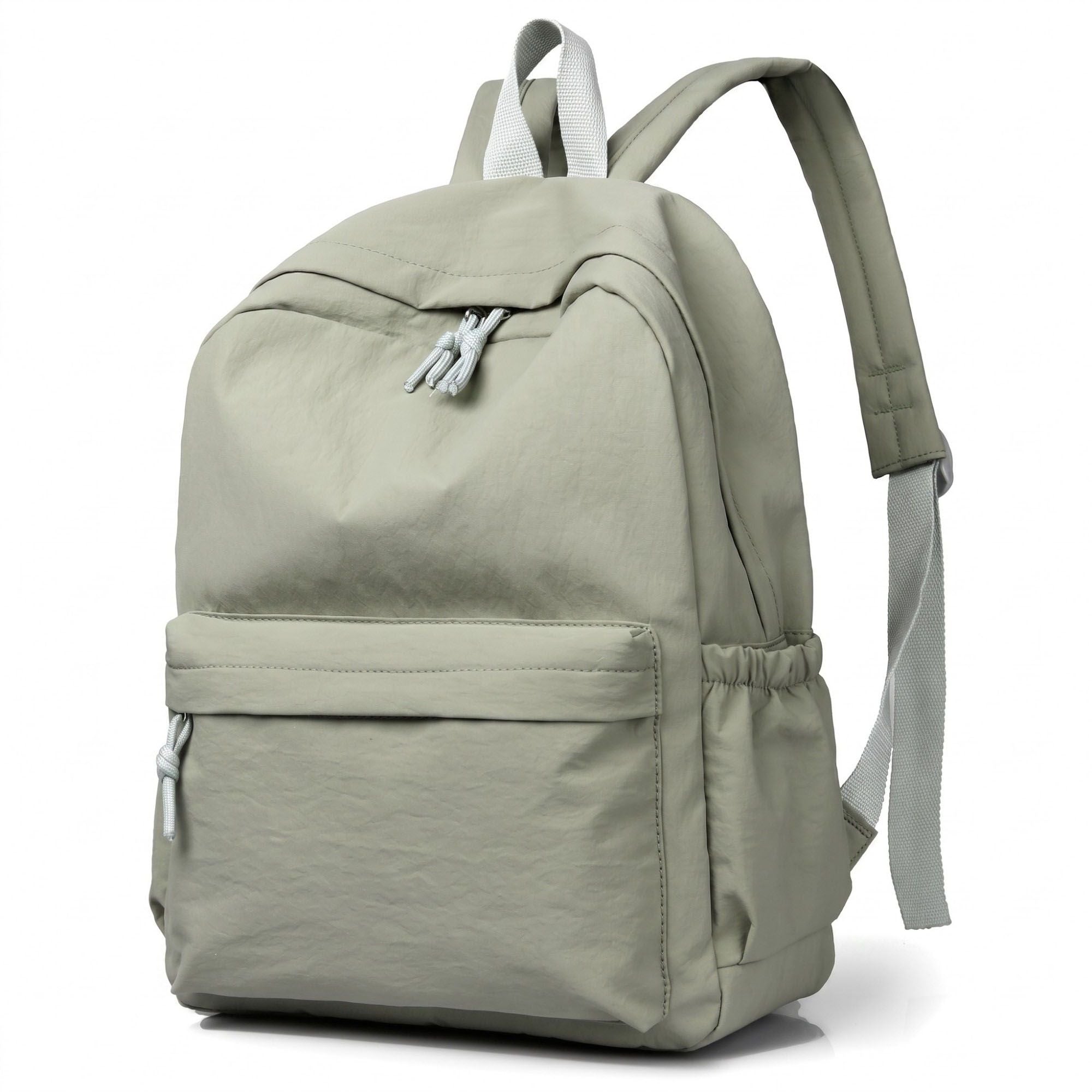 Lightweight Crinkle Multi-Pocket Backpack with Padded Straps and Side Pockets