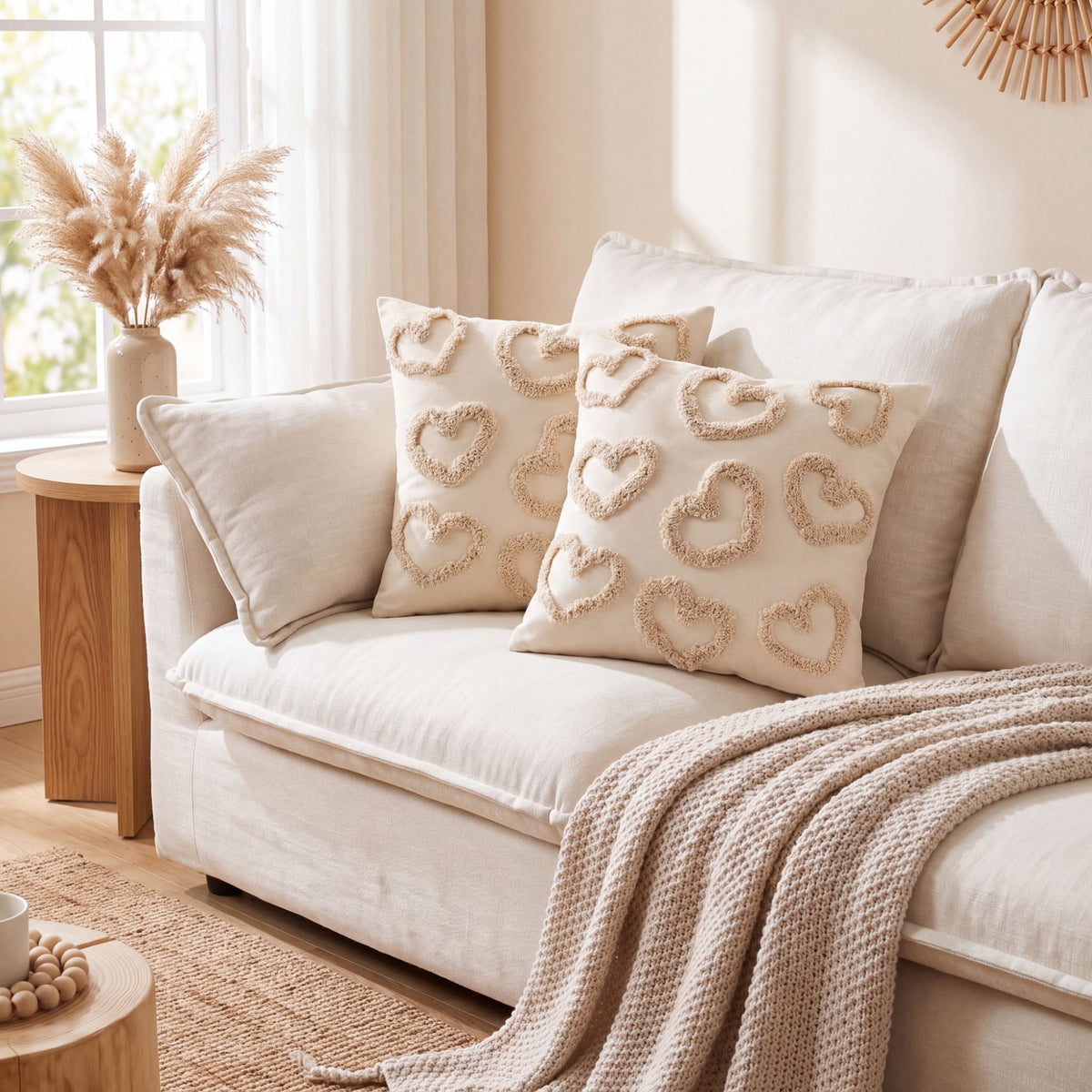 2-Pack Heart Tufted Decorative Throw Pillow Covers