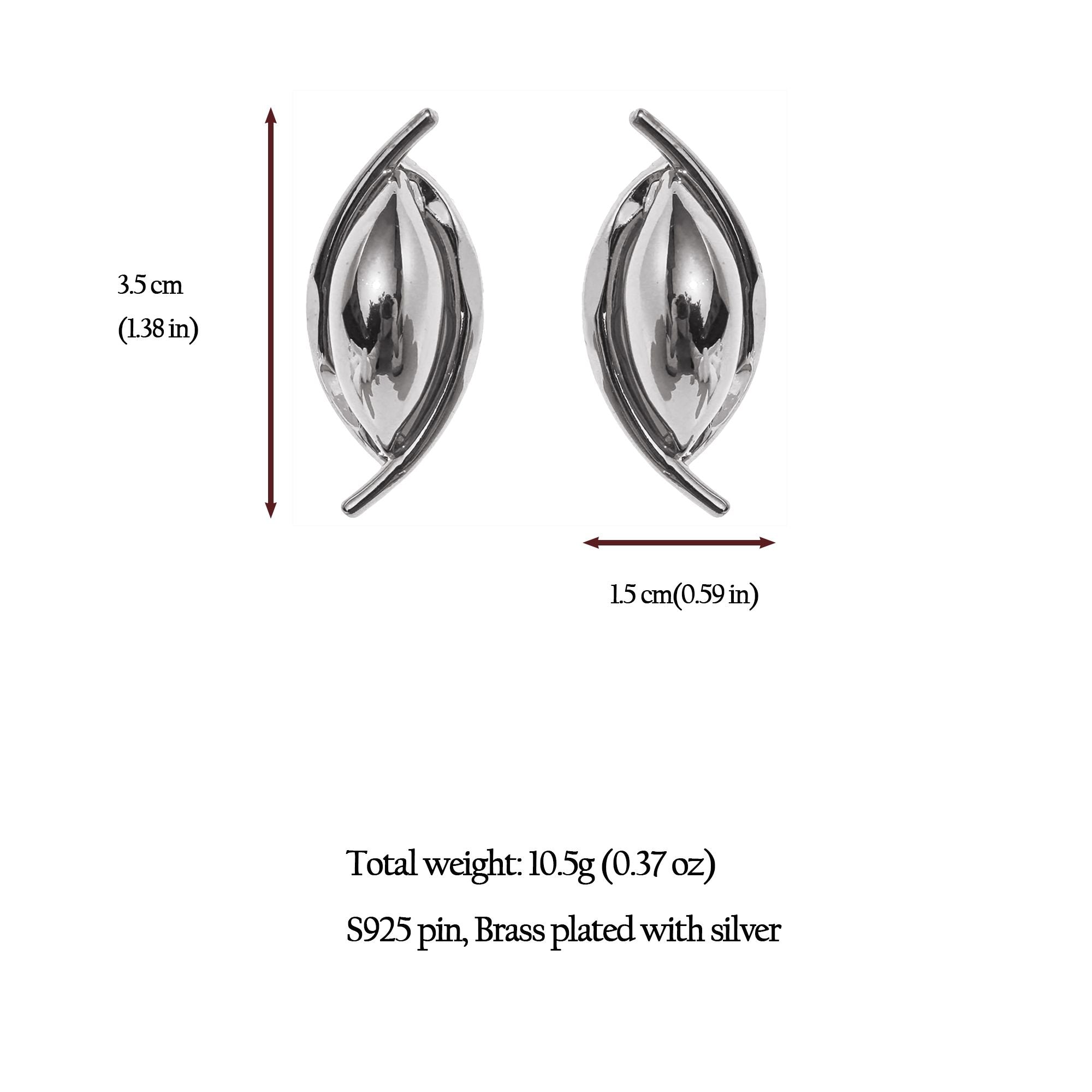 Women's 3D Oval Statement Earrings with 925 Silver Needles