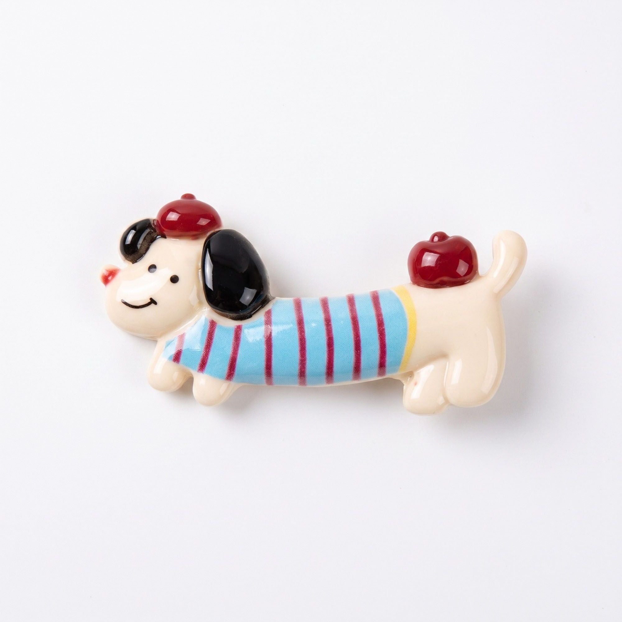 3pc Dachshund Dog Hair Clip Set Striped Puppy Barrettes