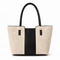 Faux Suede Tote Bag with Double Shoulder Handles Zip Closure and Interior Pockets