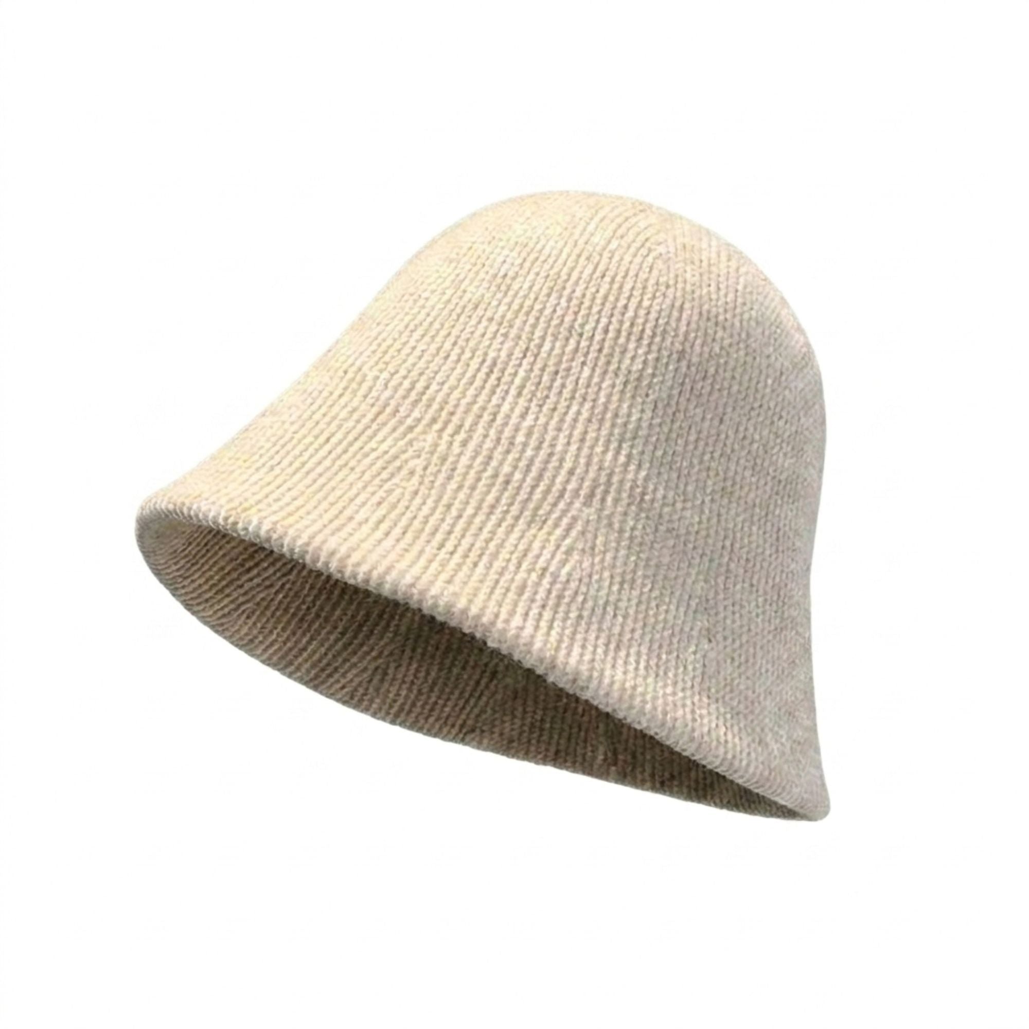 Textured Knit Cloche Bucket Hat Soft Brim Casual Hat