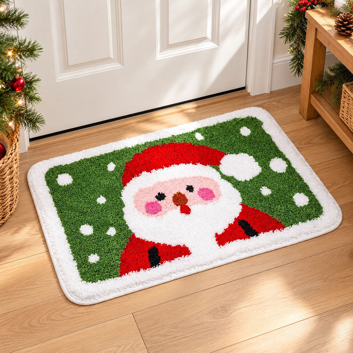 Christmas Icon Tufted Bath Rug with Nonslip Backing 15.7 x 23.6 in