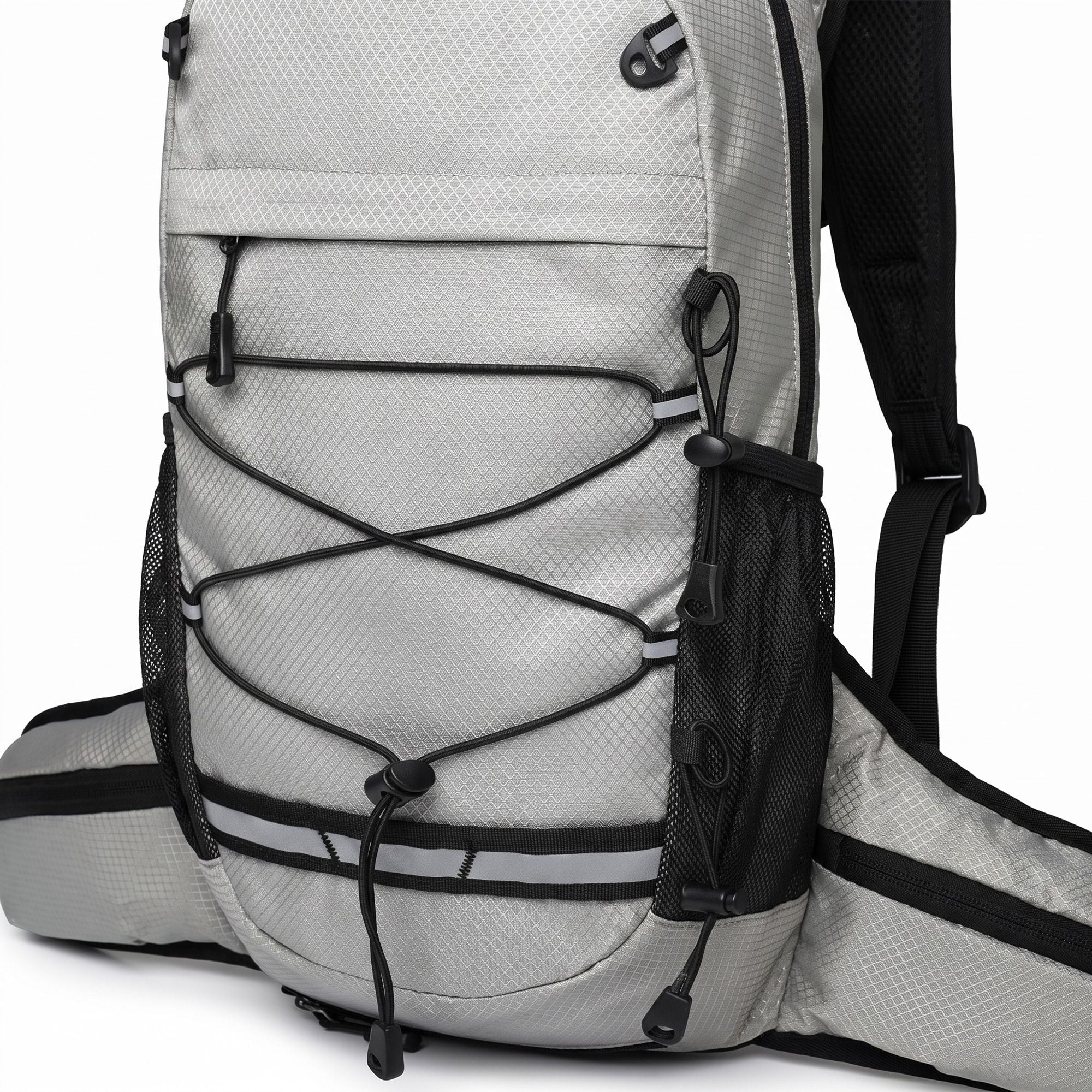 Outdoor Hiking Backpack with Bungee Cord Front Pocket Side Mesh Pockets Waist Belt