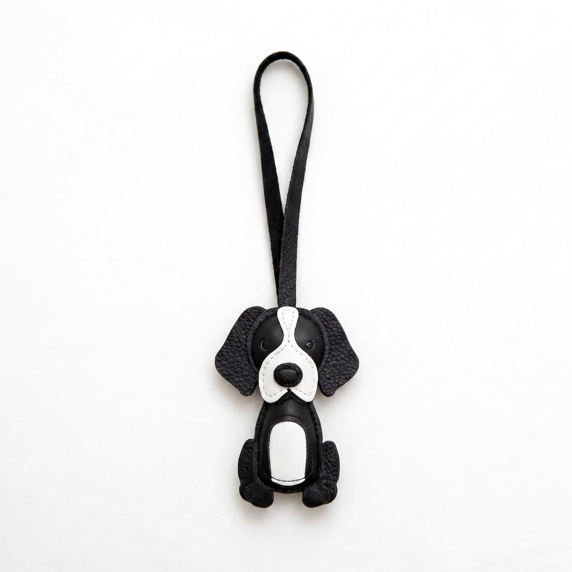 Puppy Dog Bag Charm with Faux Leather Strap