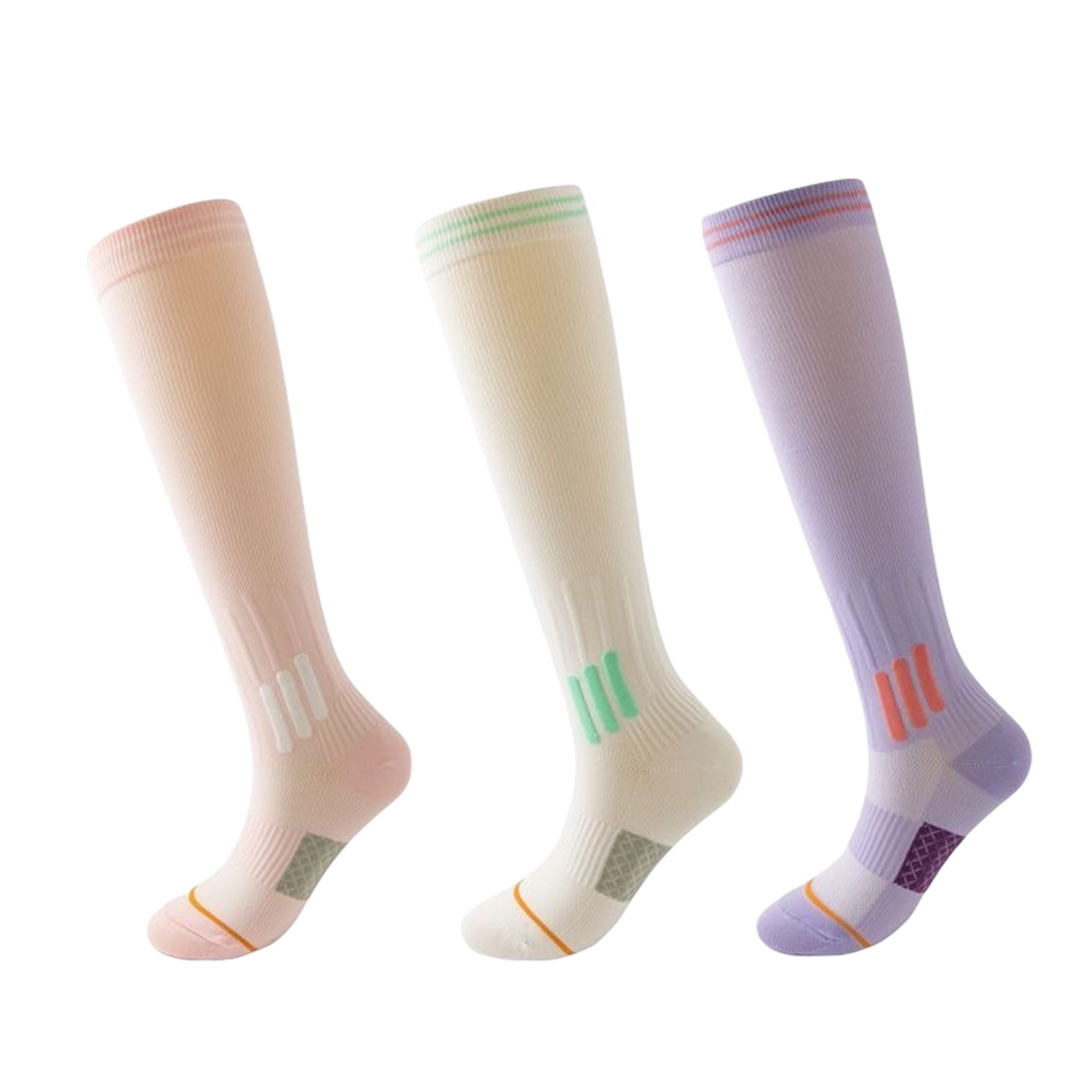 Anna-Kaci 3-Pair Set Knee-High Compression Athletic Socks Breathable Anti-Slip Support Design for Running and Jump Rope