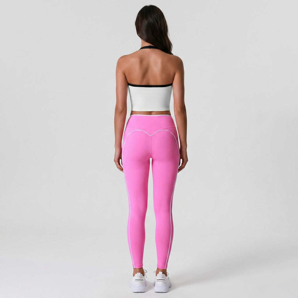 Padded Halter Sports Bra Tank Top Contrast Trim Workout Yoga Crop Top