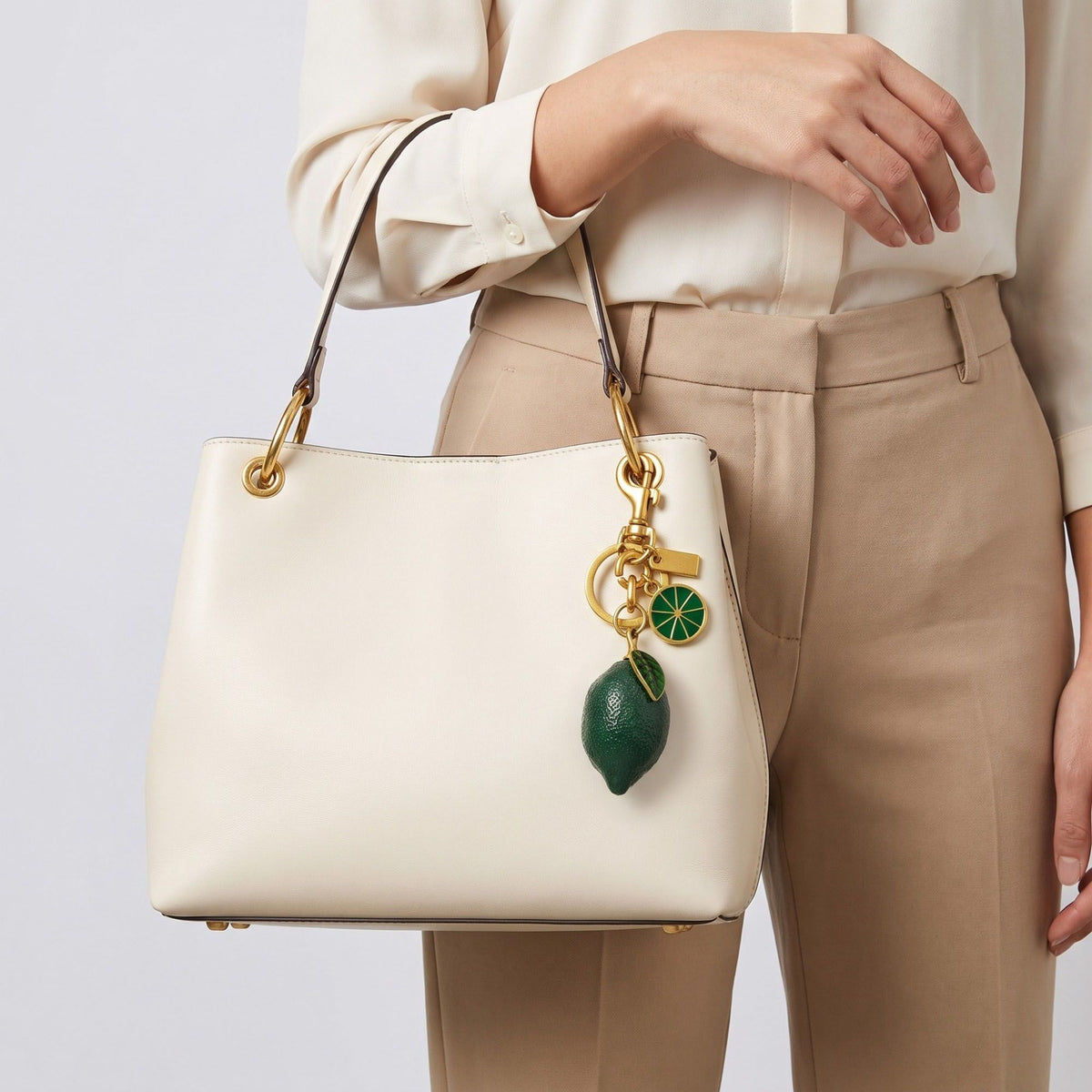 Lime Fruit Bag Charm Keychain with Lobster Clasp
