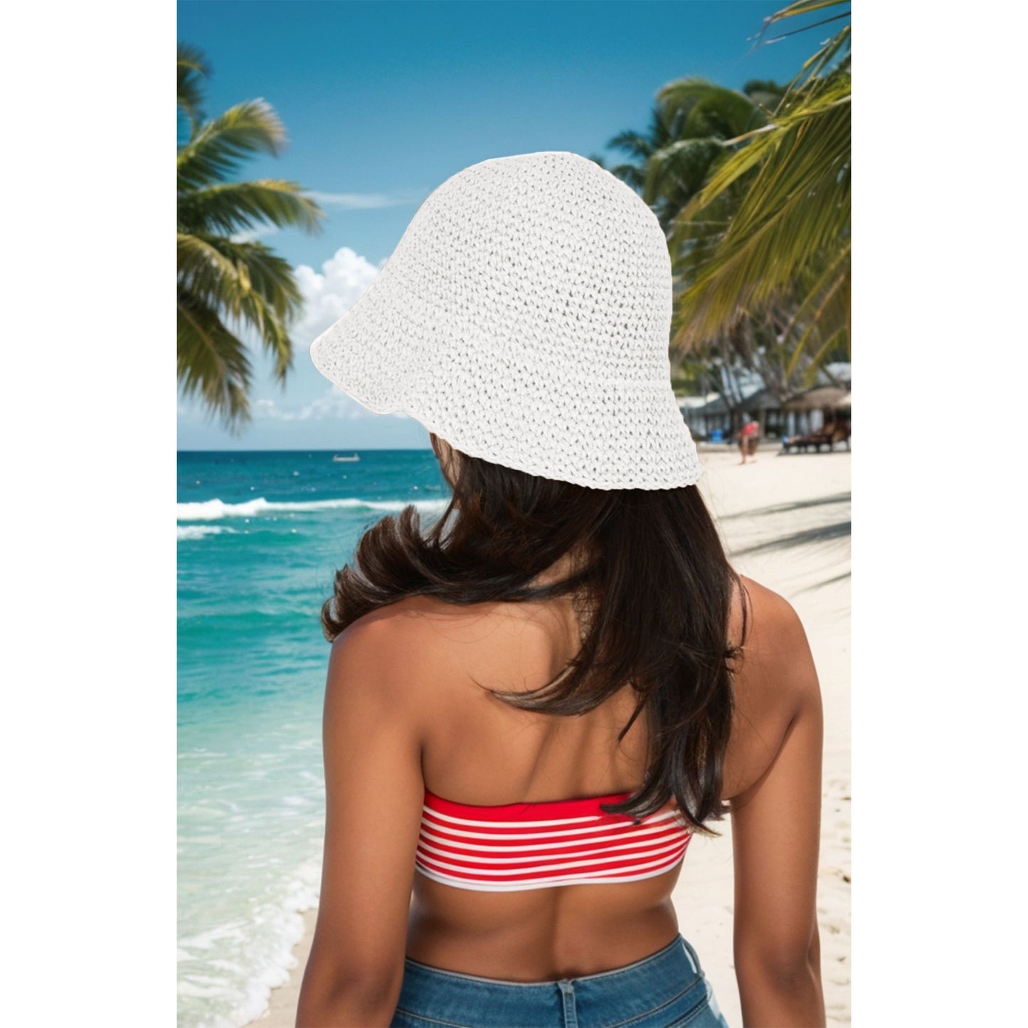 Anna-Kaci Crochet Raffia Bucket Hat Lightweight Foldable Wide Brim Sun Hat for Stylish Summer Protection