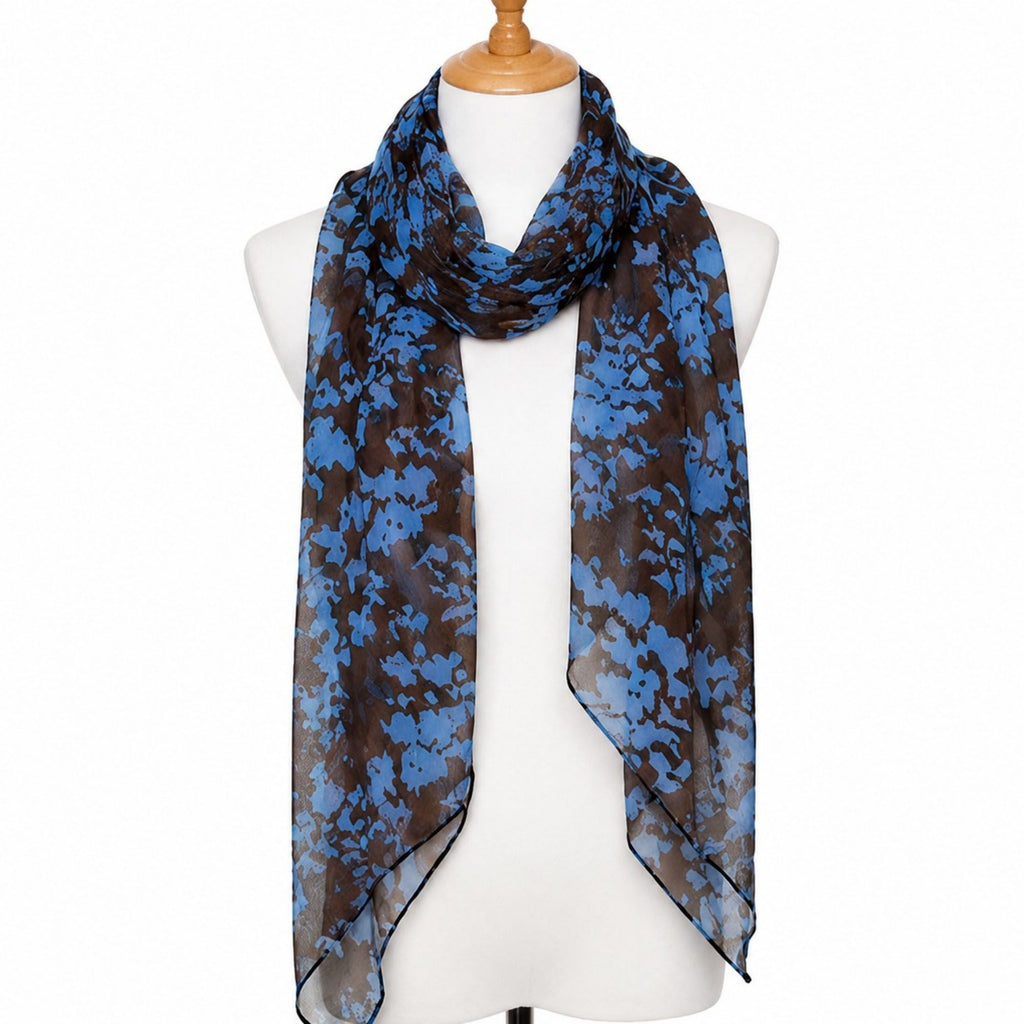 Lightweight Abstract Floral Sheer Long Scarf