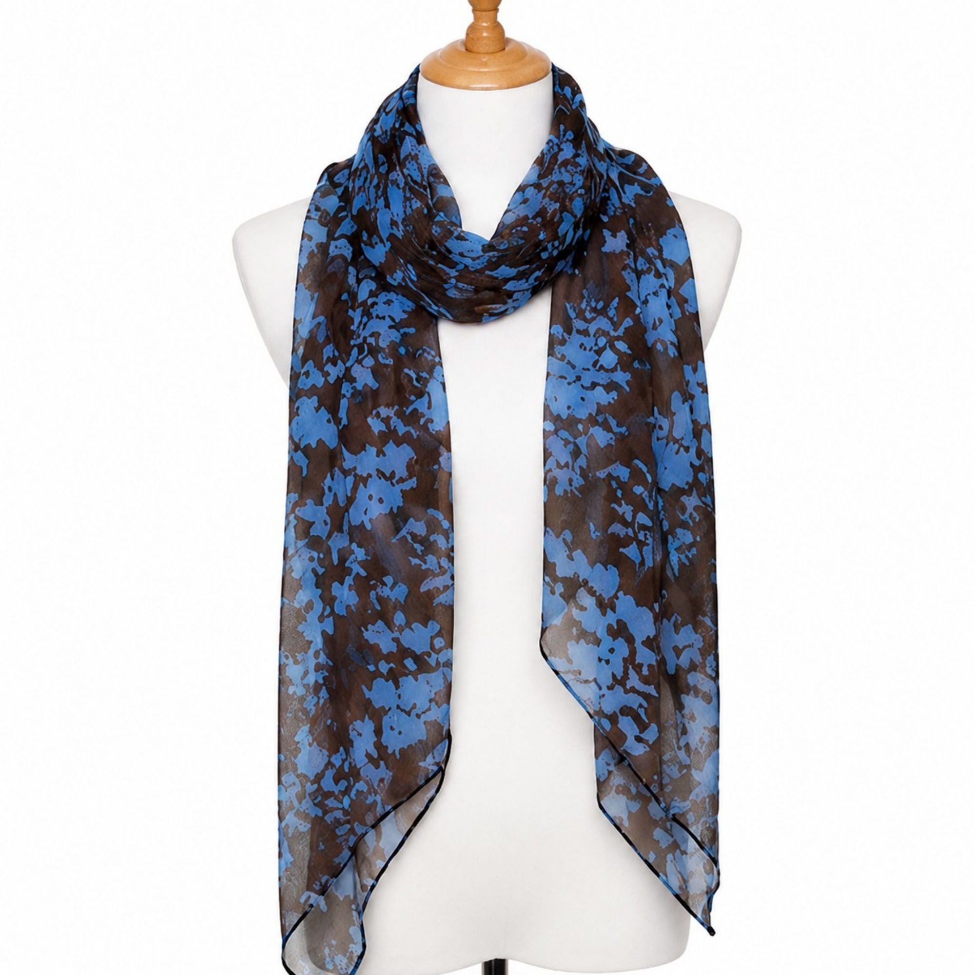 Lightweight Abstract Floral Sheer Long Scarf