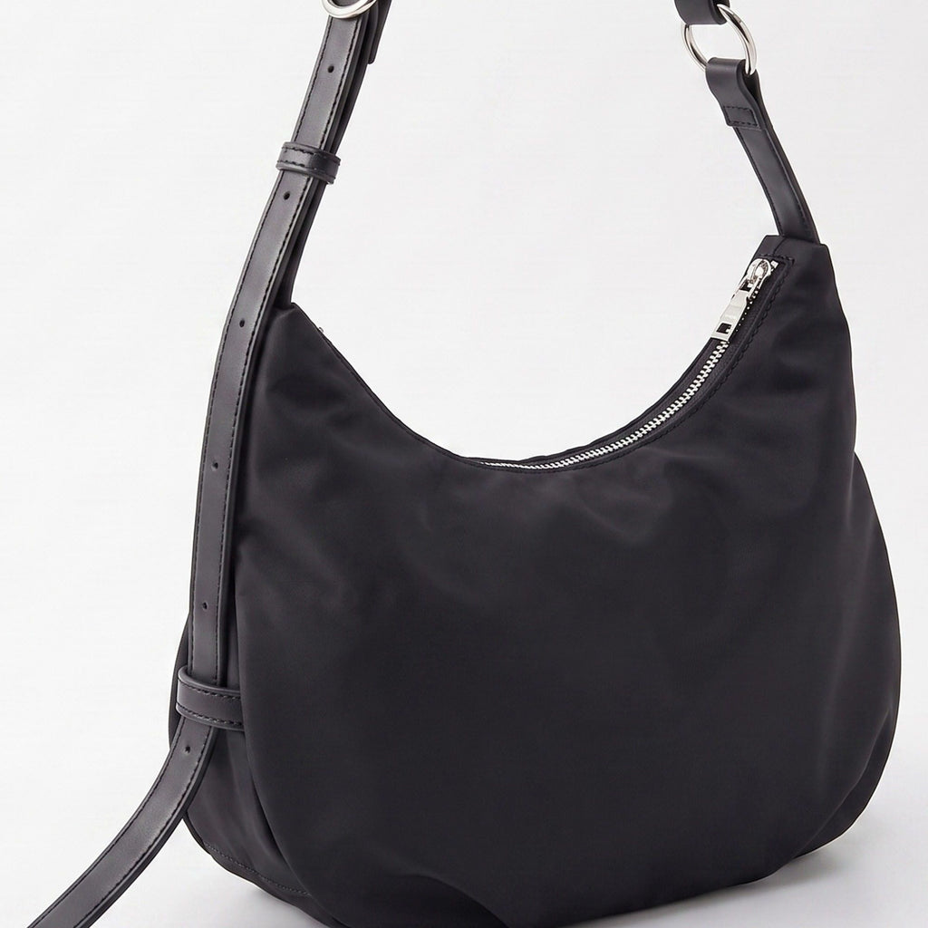 Soft Hobo Shoulder Bag with Adjustable Strap and Zip Closure