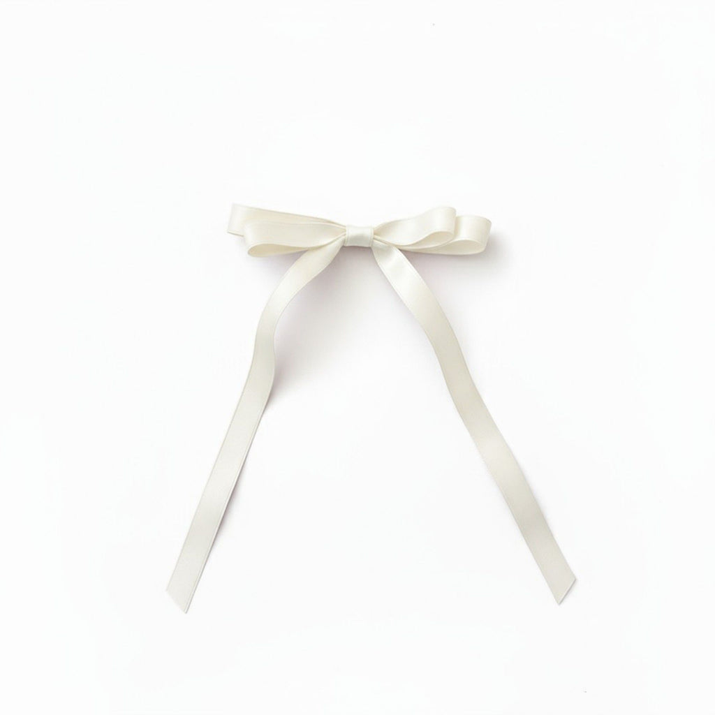 Long Ribbon Bow Hair Clip with Sleek Streamer Tails and Elegant Minimalist Design