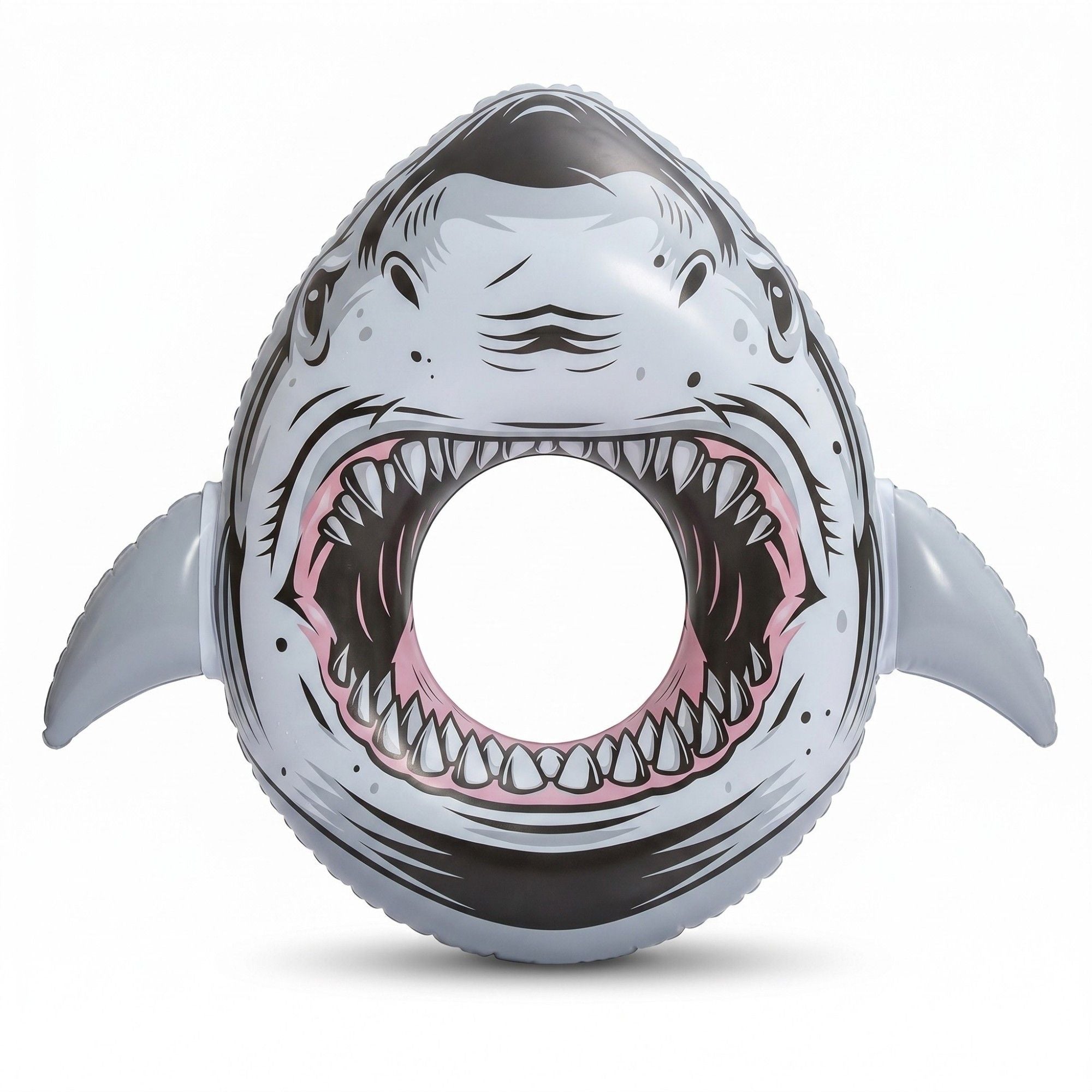 Shark-Shaped Inflatable Pool Float with Tail Design Durable PVC Swim Ring Float for Pool Beach Lake 34x34.2in