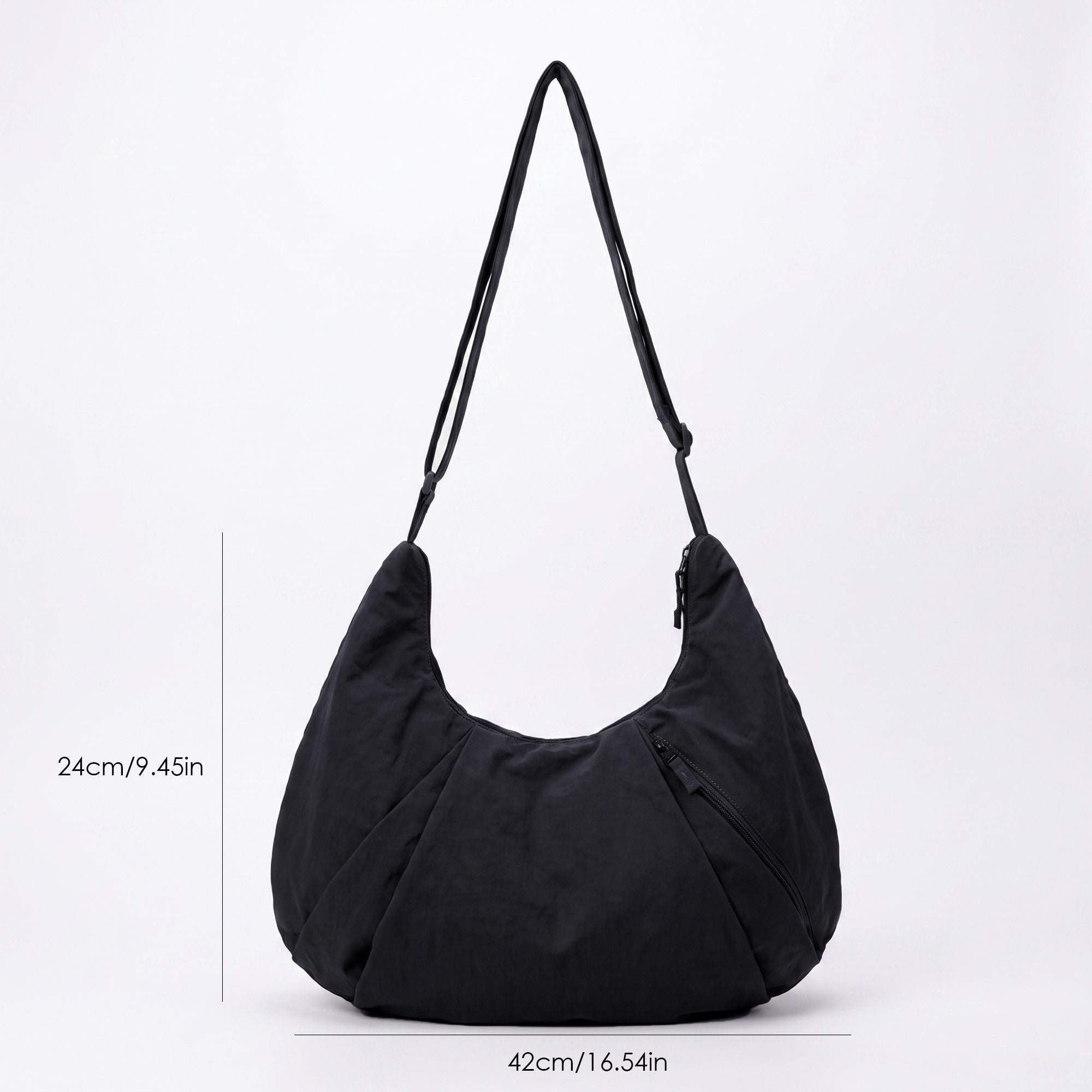 Soft Crescent Hobo Shoulder Bag with Adjustable Strap and Zipper Pockets