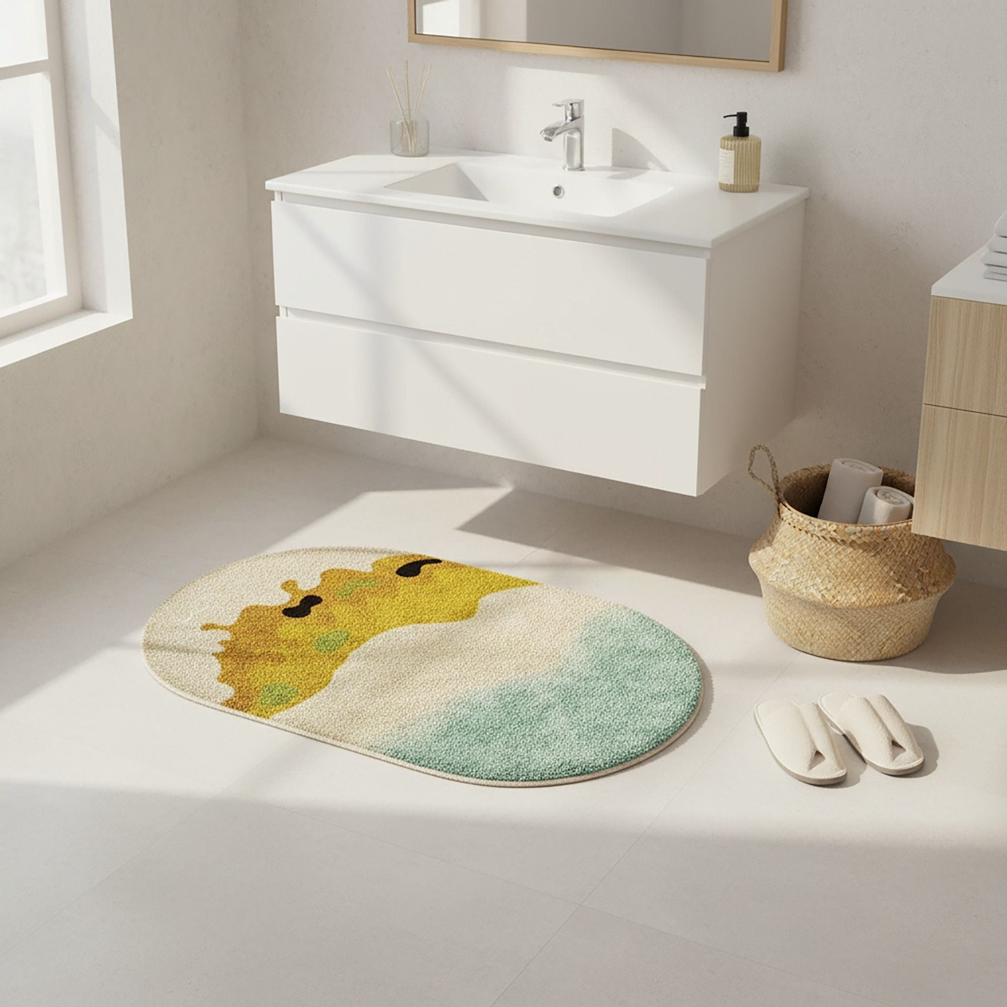 Abstract Tufted Floor Mat Soft Plush Irregular Shape Non Slip Backing Decorative Indoor Rug Modern Pattern