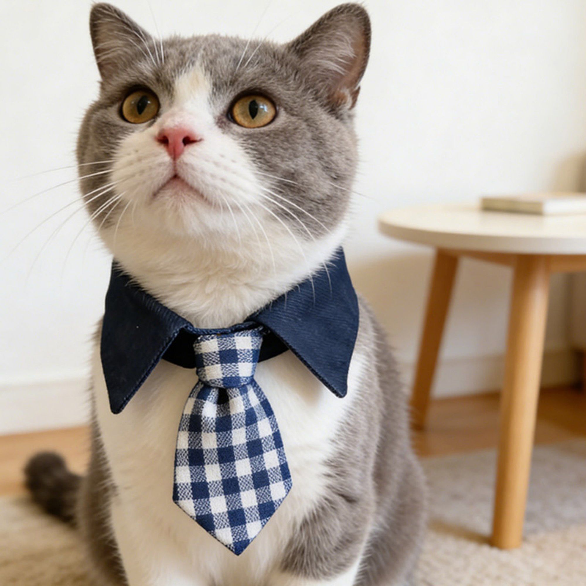 Plaid Pet Necktie Collar, Soft Cotton Gentleman Style Gingham Tie for Small Medium Dogs Cats