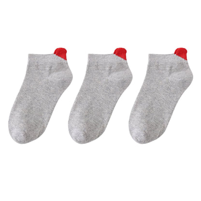 Anna-Kaci Women's Ankle Socks with Ribbed Heart-Shaped Heel Detail Soft Stretch Knit Comfort 3-Pack