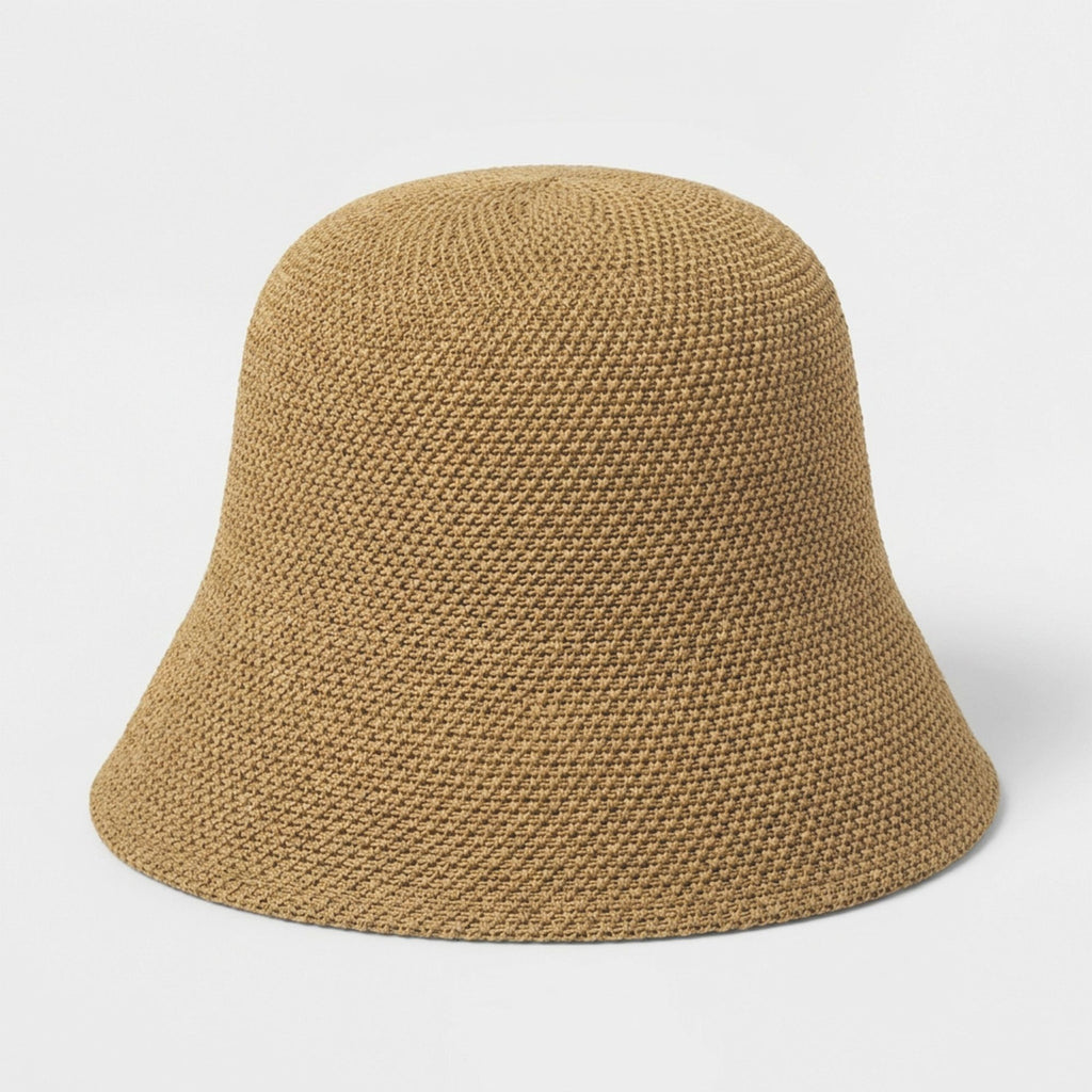 Crochet Bucket Hat with Openwork Texture and Short Brim